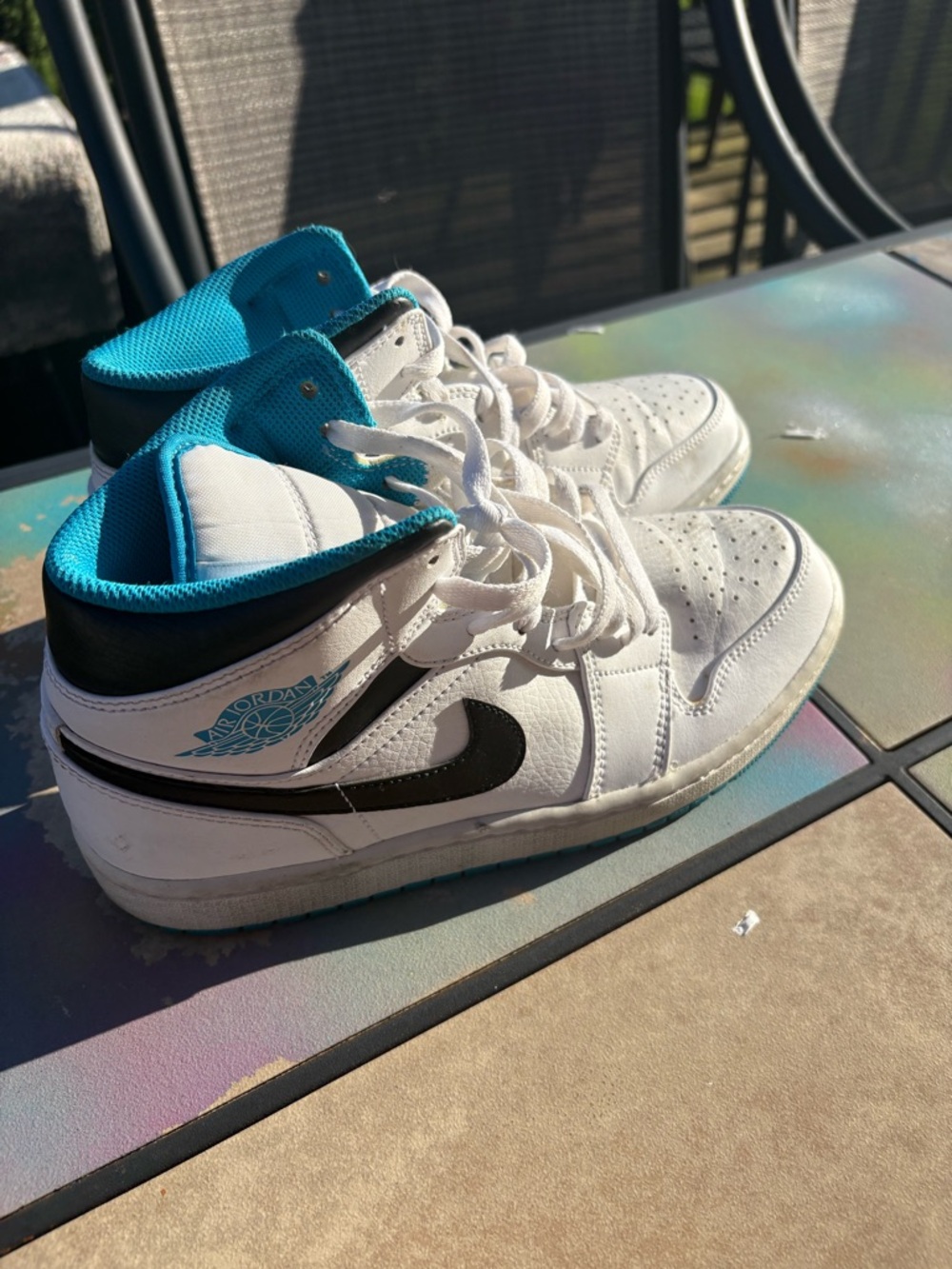 Vintage Nike Air Jordan White, Black & Teal High-Top Sneakers size 8